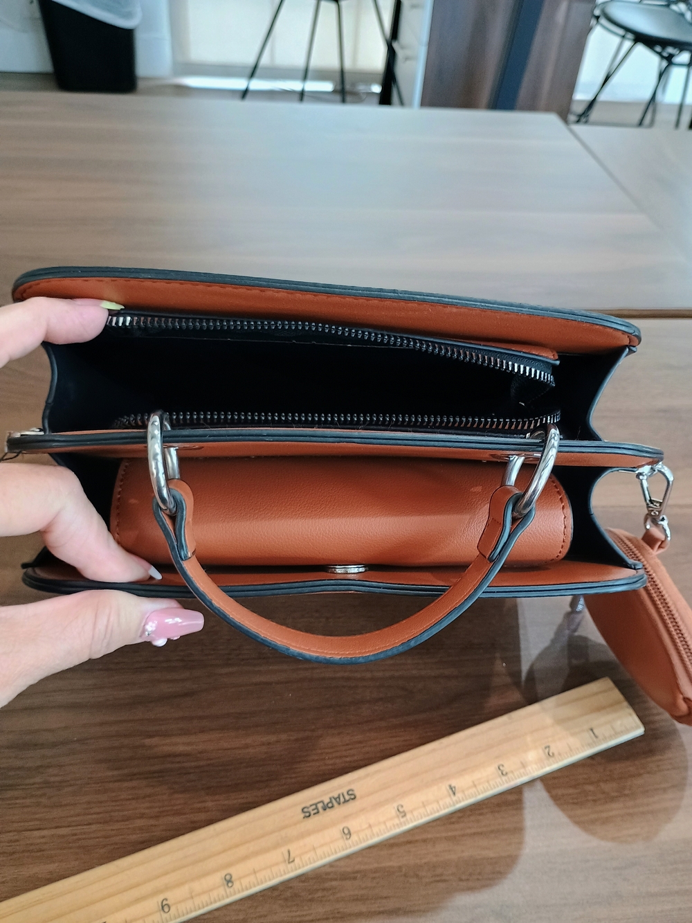 Tan Structured Mini Top-Handle Bag - Picture 5 of 10